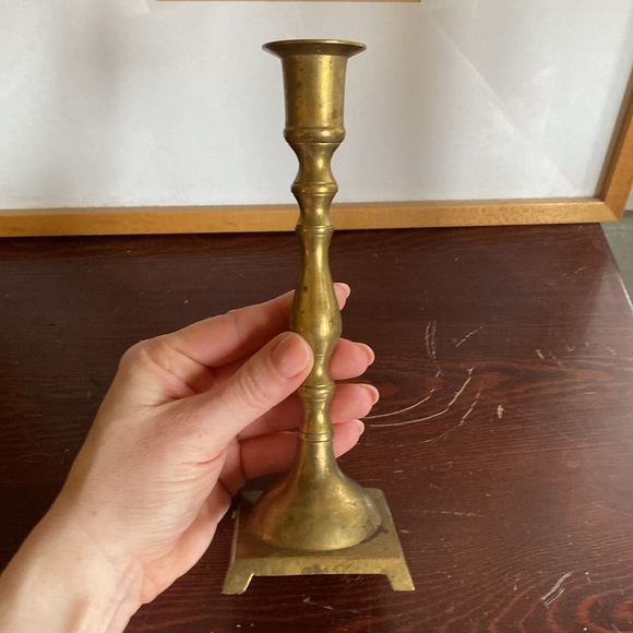 Three Vintage Brass Metal Candlesticks Boho Patina Rustic Farmhouse Eclectic - Picture 7 of 9
